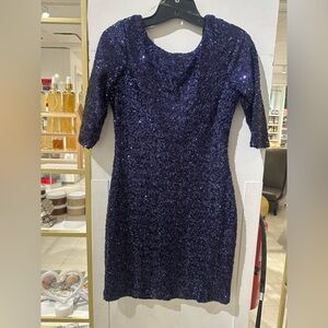 Elegant Navy Sequin Dress